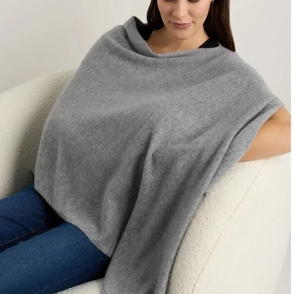 NWT Quince Women's Mongolian Cashmere Nursing Shawl Heather Grey One Size - Picture 11 of 13